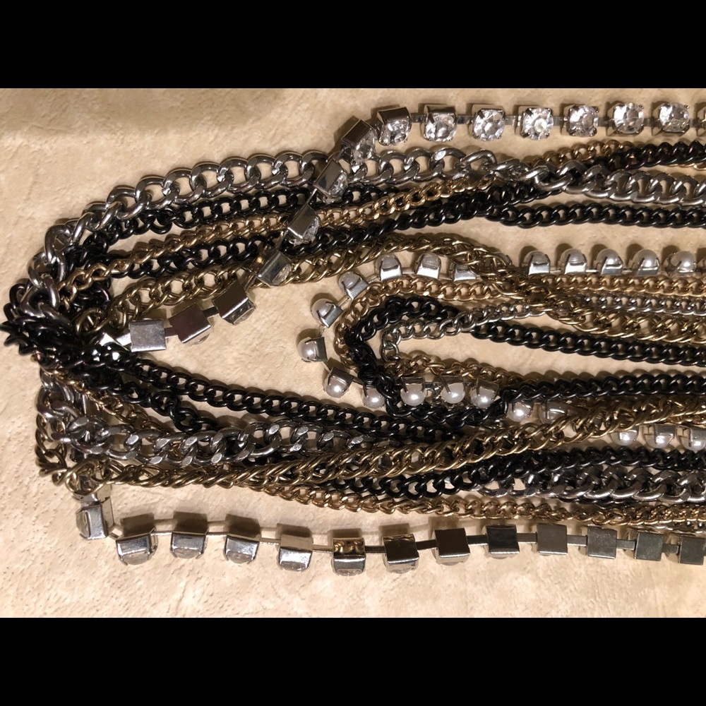 Multi-strand mixed metal necklace